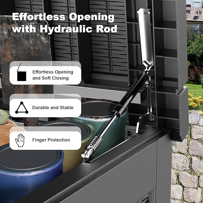 320 Gallon Outdoor Storage Box,Large Waterproof UV Resistant Deck Box,Lockable Storage Container for Patio Furniture Cushions Garden Tools and Pool Accessories(Black) Rootora