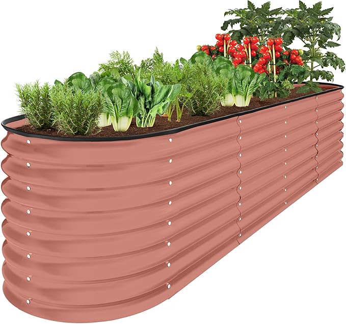 Best Choice Products 8x2x2ft Metal Raised Garden Bed, Oval Outdoor Deep Root Planter Box for Vegetables, Herbs w/ 4 Support Bars, 215 Gal Capacity - Terracotta BestChoiceProducts