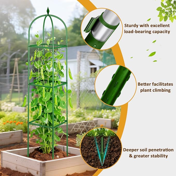 Garden Trellis for Climbing Plants, Tomato Cage, Rose, Flowers, Grape, Pea, Cucumber Trellis, Rustproof Plastic Coated Metal Plant Support for Potted Plants Indoor Outdoor - 1PC Plant Trellis CLFUN
