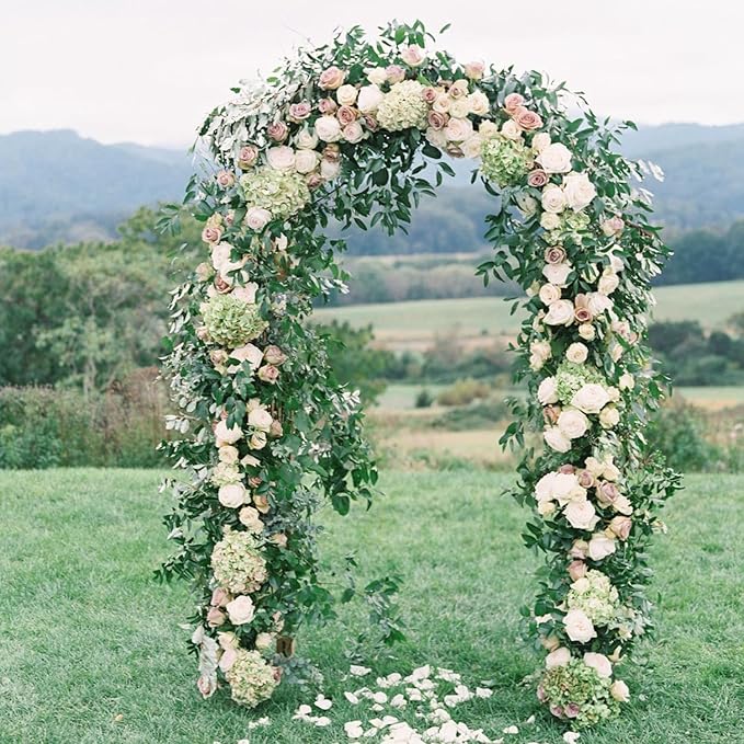 Garden Arch Trellis Metal Garden Arbor for Various Climbing Plant, Wedding Arches for Ceremony Decoration Outdoor Lawn Backyard, 7'8" H x 4'5" W, Dark Green UmiPatio