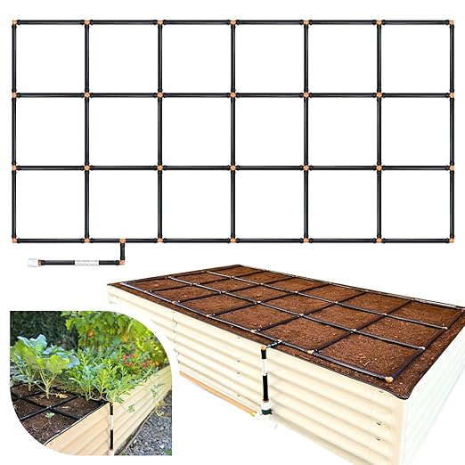 Garden Grid Watering System, 3x6 | Raised Garden Bed Drip Irrigation System - But Better | Pre-Assembled, Waters Every Plant Evenly, 2-Min Setup | Square Foot Gardening | US-Made | Standard 33.5"x66" GardenInMinutes