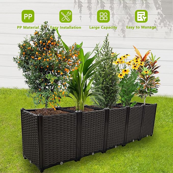 Large Planters for Outdoor Plants pots Elevated Garden Boxes Raised Garden Bed Garden Patio Balcony Deck to Planting Flowers Vegetables Tomato and Herbs TDDSS