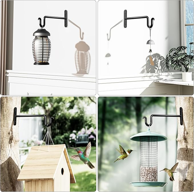 Hanging Plant Brackets 10 Inch - 2 Pack Plant Hanger for Hanging Plants, Plant Hook for Hanging Bird Feeders, Flower Baskets, Wind Chimes, Lanterns, Indoor or Outdoor. Rootora