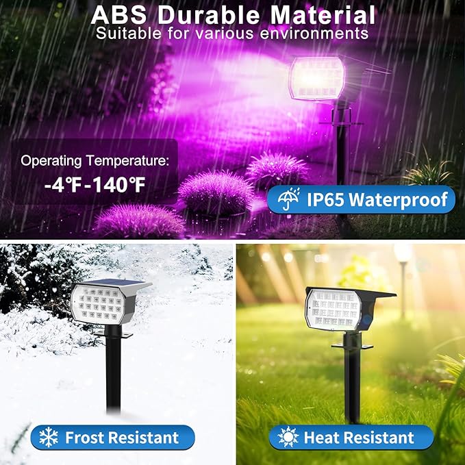 Solar Color Changing Spot Lights Outdoor Waterproof Colored RGB Solar Powered Landscape Lights for Yard 7 Lighting Modes Multicolor Solar Spotlights for Pathway Garden Outside (2 Pack) TadyrealSolarLights