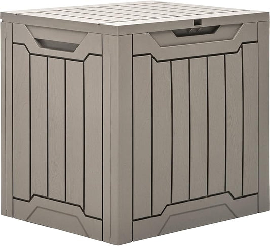 YITAHOME 31 Gallon Outdoor Storage Box, Resin Deck Box and Waterproof Package Delivery Box for Gardening Tools, Pool Supplies, Patio Furniture, Lockable, Taupe YITAHOME