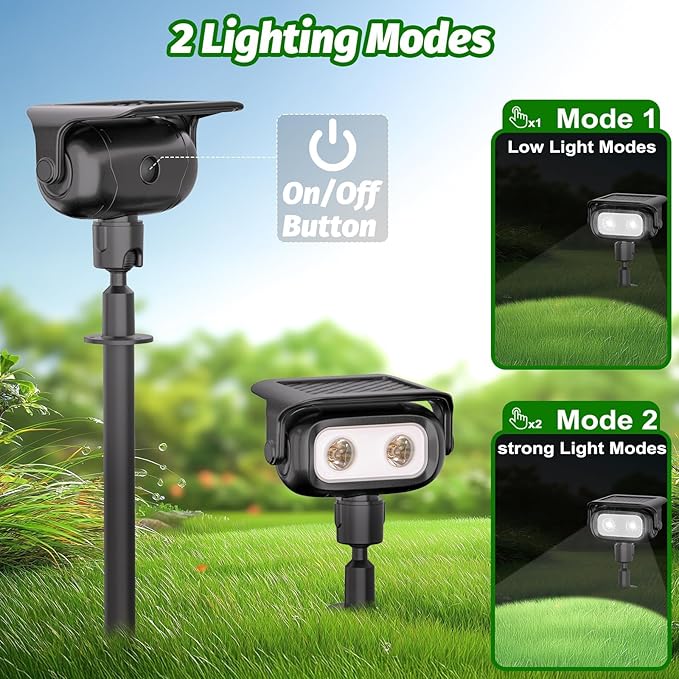Nreonrick Solar Spot Lights 360° Adjustable Solar Lights Outdoor IP65 Waterproof with 2-in-1 Solar Powered Spotlights for Landscape Lighting for Garden, Yard, Pathway (Cool White, 2 Pack) Nreonrick