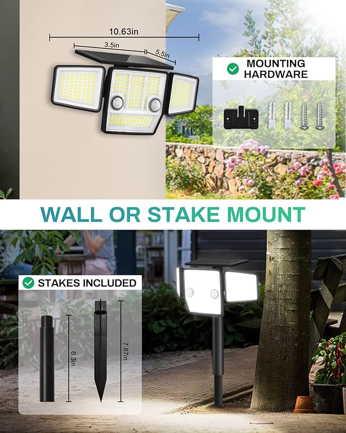 Solar Lights Outdoor, In-Ground or Wall Mount, 180° PIR Motion Sensor, 236 LED 2500 Lumens 360° Illumination Solar Security Flood Light, Dusk to Dawn, 3 Modes, IP65 Waterproof, 4 Pack HAARAY