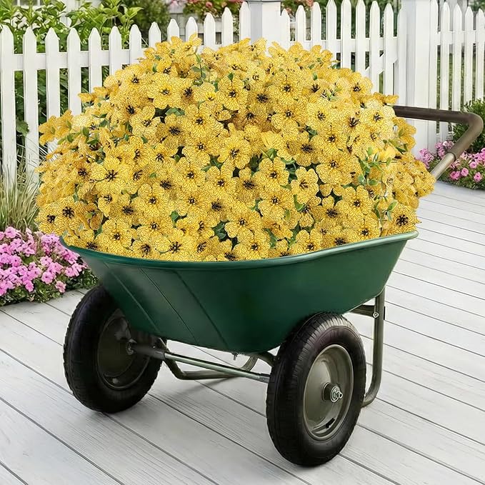 Artificial Flowers for Outdoor,Silk Flowers No Fade Fake Plastic Flowers UV Resistant Faux Plants for Outdoors Outside Front Porch Hanging Planter Window Box Garden Home Decoration,13 Pack(Yellow) LetuoClipsClipsandHooks