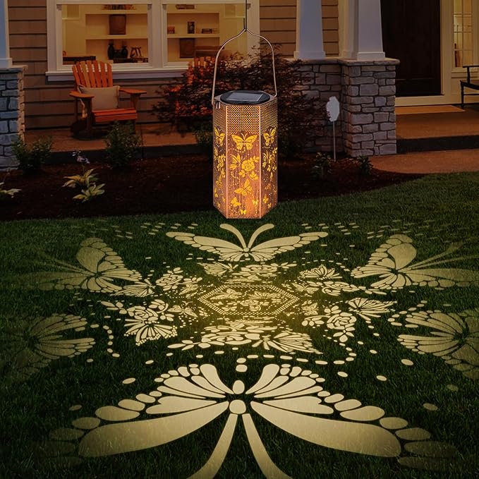 Mothers Day Gifts for Mom Grandma - Birthday Gifts for Women, 4 Pack Butterfly Solar Lanterns Outdoor Waterproof - Butterflies Solar Lights Outdoor Garden Decor for Outside Eandisom
