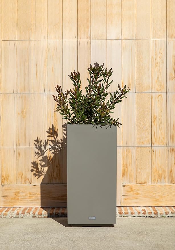 Veradek Block Series Pedestal Planter - Tall Planter for Indoor or Outdoor Front Porch | All-Weather Use with Removable Insert Bucket | Modern Décor for Flowers, Tall Trees, Faux Plants VeradekOutdoor