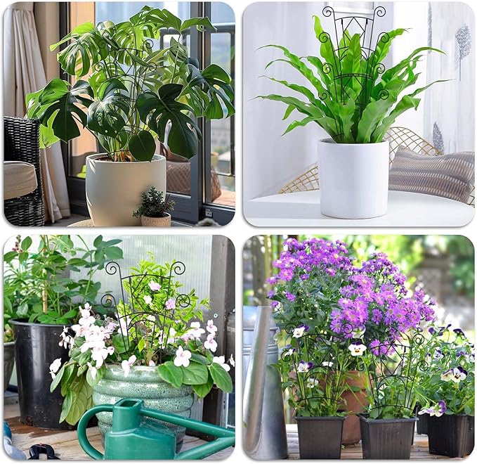 Stackable Plant Support Stakes, 2 Pack Metal Twig Plants Trellis for Indoor and Outdoor Use, Garden Accessories for House Potted Flower Monstera Trumpets 15.35 inch YHTPOUQE