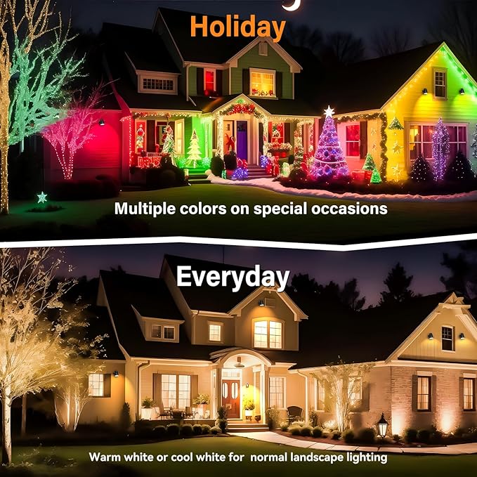 RGBW 8W LED Spotlight with Remote, 16 Color Changing Landscape Lighting for Outdoor Indoor, 120V Plug-in & 6FT Cord, Spotlight Flag Light for Garden Tree (4) Agdjasa