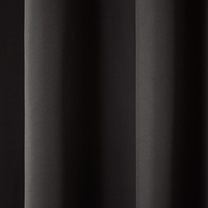Town & Country Basics Cabana Solid Heavyweight Indoor Outdoor Curtains, Light Filtering Opacity with Grommet Top, Water Repellent, 2-Pack Set, 54"x84", Black TOWN+%26+COUNTRY+BASICS