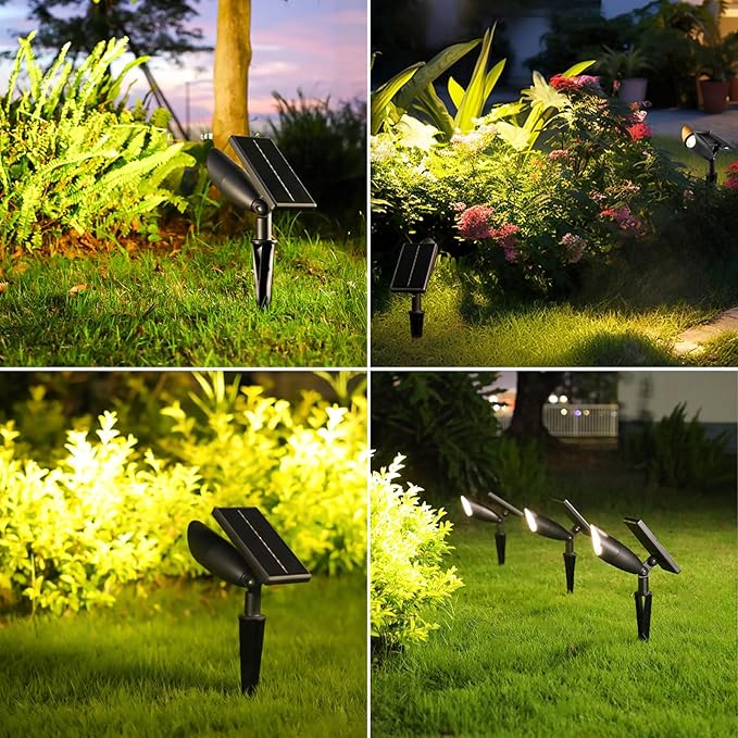 Boajuna Solar Spot Light Outdoor, Solar Landscape Spotlight Waterproof Security Wall Lamp Lights for Patio Yard Lawn Driveway Trees Flags Christmas Decor Boajuna