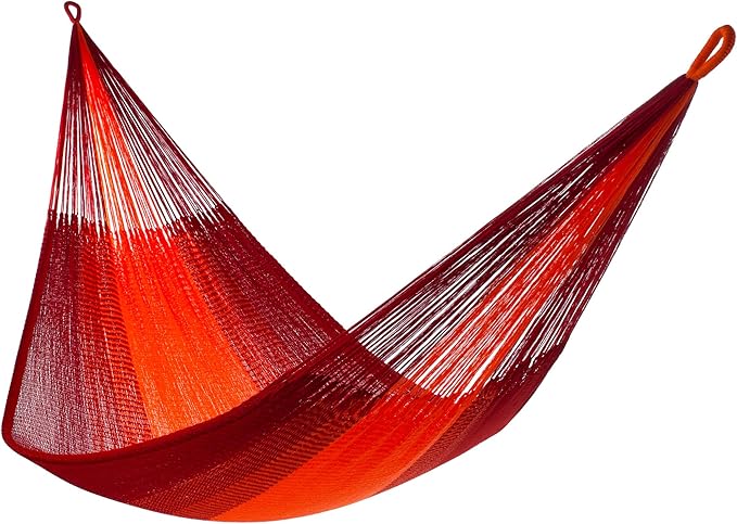 Handwoven Hammock by Yellow Leaf Hammocks - Family Size, Fits 2+ PPL, 550lb max - Weathersafe, Super Strong, Easy to Hang, Ultra Soft, Artisan Made - Color: Red - Orange YellowLeafHammock