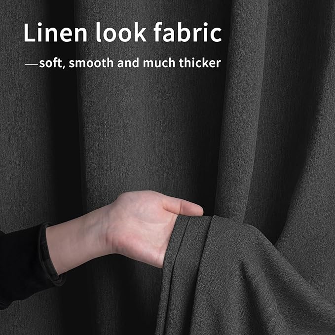 Easy-Going Linen Look Outdoor Curtains Waterproof Windproof Porch Curtains, Soft Thicken Outdoor Privacy Curtains for Patio, Gazebo, Grommet Top and Tab Bottom Drape, 1 Panel, 54x96 inch, Black Easy-Going