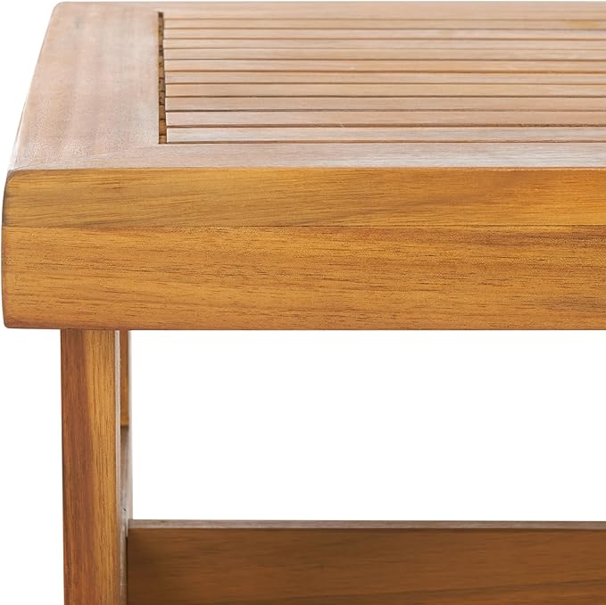 SAFAVIEH Outdoor Patio Furniture Collection Lynn Natural Brown Slatted Top Solid Wood Coffee Table (PAT7330A) SAFAVIEH