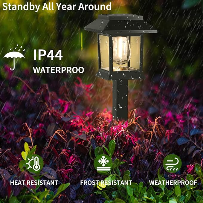 Greluna Solar Lights Outdoor, 6 Pack Waterproof Auto On/Off Solar Pathway Lights for Garden, Landscape, Path, Yard, Patio, Driveway, Walkway Decor Greluna