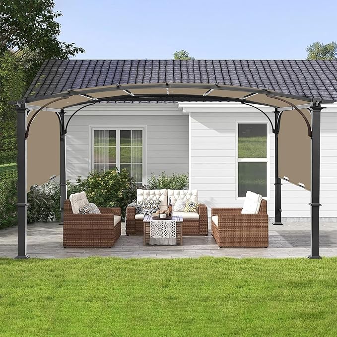 Pergola Canopy Replacement Cover for Lowe's Allen + Roth 10x10 Ft Freestanding Pergola, 200" x 103" Shade Cover, Compatible with Model #L-PG152PST-B,Cover Only (Khaki) Iheqard