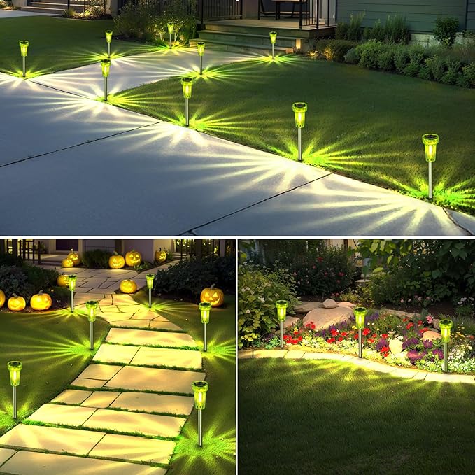 St Patricks Day Decorations Solar Pathway Lights Outdoor,Green Solar Lights LED Waterproof, St. Patrick's Day Solar Lights Auto Dusk-to-Dawn for Yard, Path, Garden, Walkway, Landscape 8 Pack DERAYSIONSolarLighting