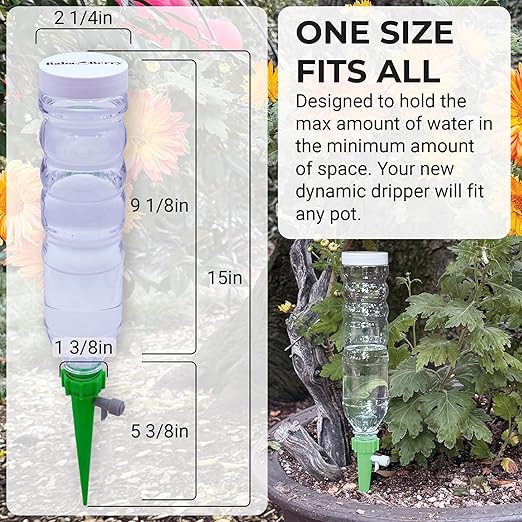 Self Watering Planter Insert Drip Spike High Capacity 20oz BabaBerry Dynamic Dripper Automatic Plant Watering Globes Dripper Device for Indoor or Outdoor Plants for Vacation Adjustable 3 Pack Rootora
