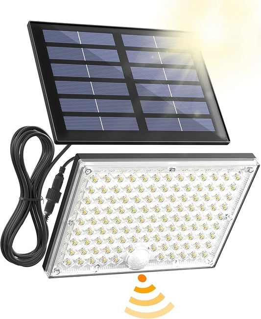 SUPERDANNY Solar Motion Sensor Outdoor Flood Lights with 113 Bright LEDs, Dusk to Dawn Outside Flood Lights with 16ft Cable IP65 Waterproof, Security Light for Garden Barn Porch 1 Pack SUPERDANNY