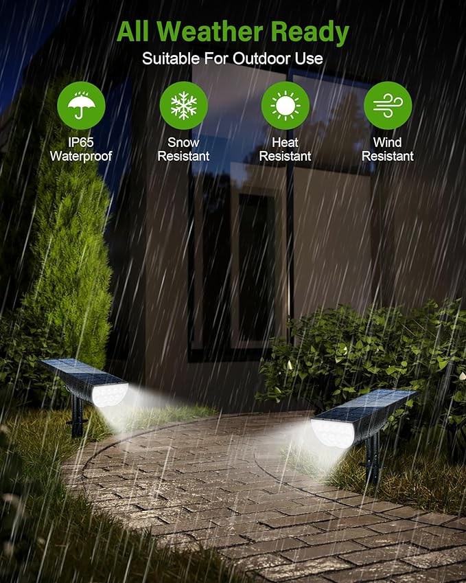 Solar Spot Lights Outdoor, Solar Lights Outdoor Waterproof IP65, 3 Brightness Modes Dusk to Dawn Landscape Spotlights for Yard Garden Pathway Tree Decoration, Cool White, 1 Pack ZookkiDirect