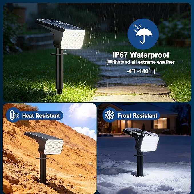 LANSOW 12 Pack Solar Spot Lights Outdoor Waterproof IP67, (90 LED/4 Modes) Solar Landscape Spotlights, 2-in-1 Solar Powered Flood Lights for Yard Garden Pathway Outside Tree, Auto ON/Off(Cool White) LANSOW