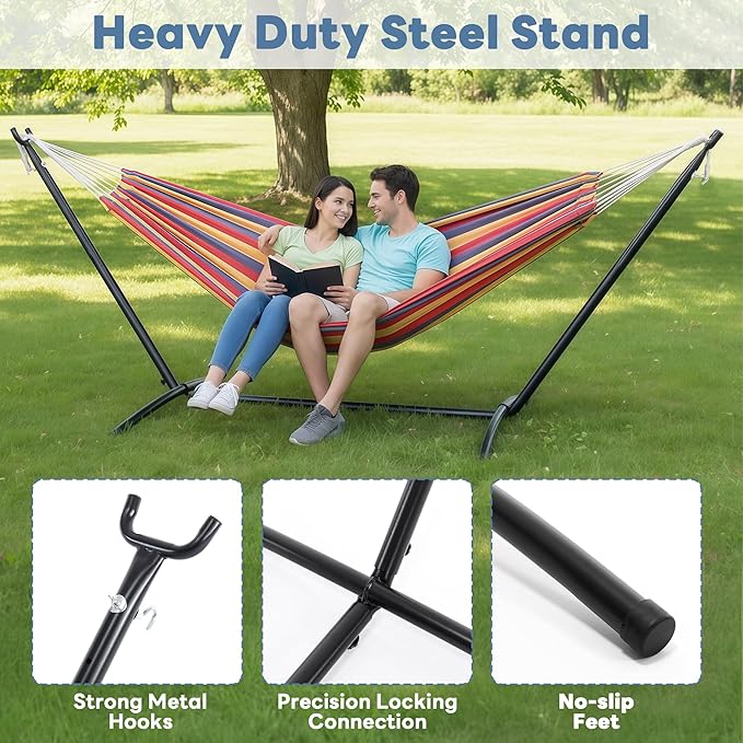 DUMOS Hammock Stand Only, Heavy Duty Hammock Stands for Double 2 Person, Portable Steel Stand for Outside Garden Backyard Patio Pool Beach with Carrying Case DumosLifestyle
