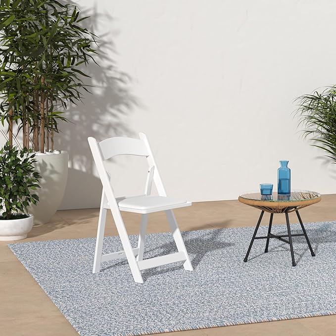 SIMPLEX 100 White Resin Stackable Chairs - Comfortable White Foldable Chair - Folding Chairs with Padded Seats - Indoor/Outdoor Folding Chairs for Events - Lightweight Foldable Chairs. (Set of 100) Simplex