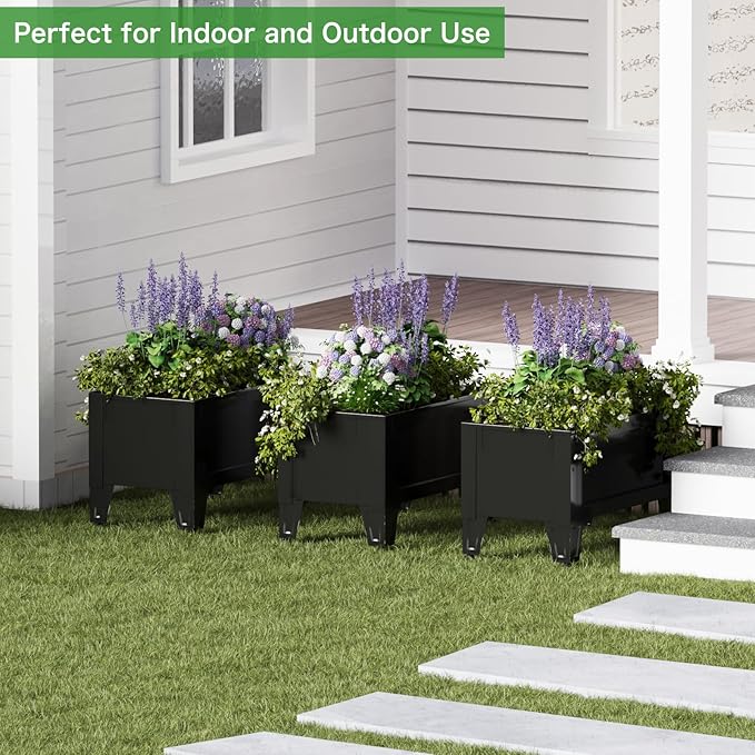 Elevated Metal Planter Box Stand Heavy Duty Raised Garden Bed for Vegetables Flowers Herbs Indoor Outdoor Use, Charcoal PROXRACER