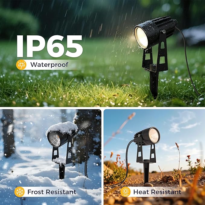 L LOHAS LED Dusk to Dawn Low Voltage Landscape Lighting, 3000K Warm White Outdoor Spotlight with Transformer, IP65 Plug in Spotlights for Yard Backyard Pathway 6Pack LLOHASLED