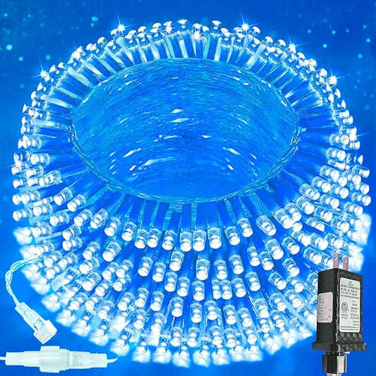 Upgraded Connectable 200 LED String Lights Indoor Outdoor, 66FT Blue Christmas Lights Waterproof, 13 Modes Twinkle Fairy Lights Plug in Clear Wire for Christmas Tree, Bedroom, Classroom, Wedding Decor SANJICHA