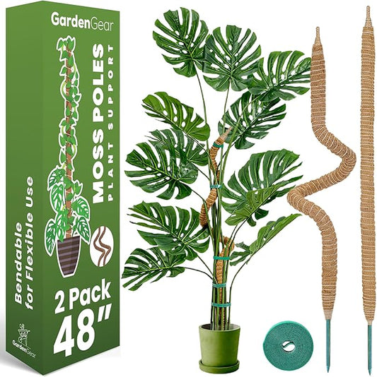 2 Pack 48'' Bendable Moss Pole Monstera Plant Support for Climbing Indoor Plants - Stakes for Potted Climbers - Tall Sticks Indoor Trellis for Houseplants - Accessories for Monstera Pot Sproot