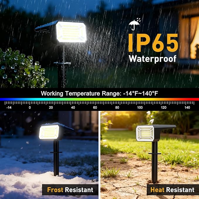 Solar Spot Lights Outdoor Waterproof IP65, [4 Pack/100 LED/4 Modes] 2-in-1 Solar Landscape Spotlights, Auto On/Off High Lumens Spot Lights for Outside Yard Garden Pathway(Cool White) NACINIC
