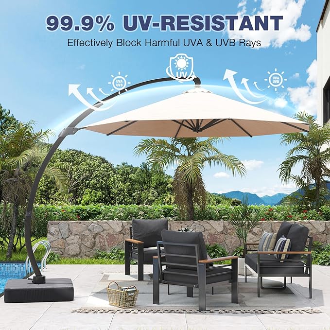 Aoxun Aluminum Patio Furniture Set with Umbrella 4 Seats, Oversized Outdoor Sectional with Washable Thick Cushions, Coffee Table and Waterproof Cover, Patio Conversation Sets for Porch, Balcony, Deck Aoxun