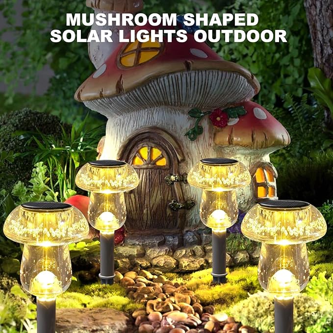 Solar Lights Outdoor, 8 Pack Mushroom Lights Outside Waterproof, Solar Powered LED Lighting for Garden, Yard, Landscape, Path, Pathway, Lawn, Walkway, Driveway, Backyard Decor (Warm White) SolarOutdoorLights