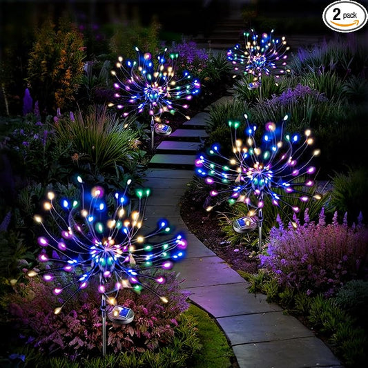 Anordsem Solar Lights Outdoor Decorative: Bendable Copper Wire with 120 LED Firework Beads - Waterproof 2 Colorful Lighting Modes Yard Garden Patio - Christmas Gifts for Homeowner Over 30 Anordsem