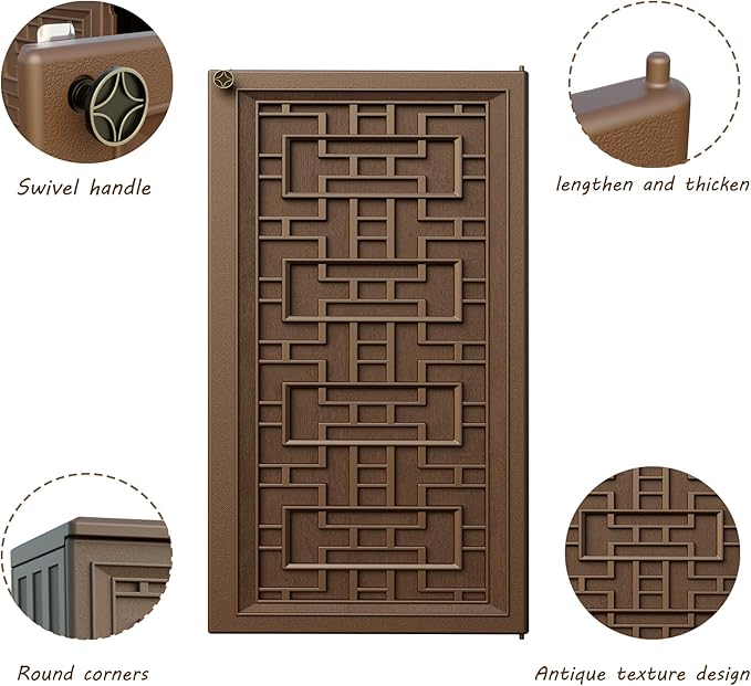 Indoor Outdoor Storage Cabinet Waterproof with 1 Shelf, Plastic Outdoor Storage Cabinets for Patio/Garden/Backyard, Size 34.3''L*15''W*36.2''H(Brown) Mrosaa