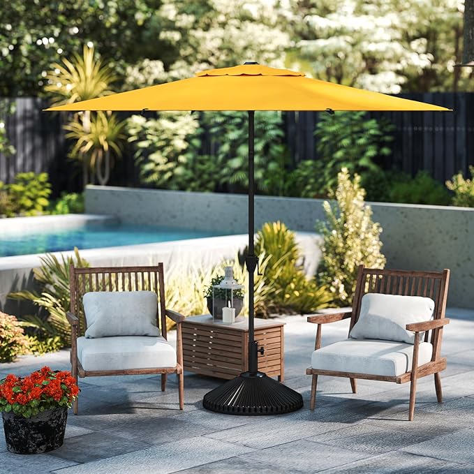 Abba Patio 9FT Lyon Outdoor Patio Umbrella Outdoor Table Umbrella with Crank Market Umbrella 8 Sturdy Ribs UV Protection Waterproof and Push Button Tilt for Garden Deck Backyard Pool,Yellow AbbaPatio