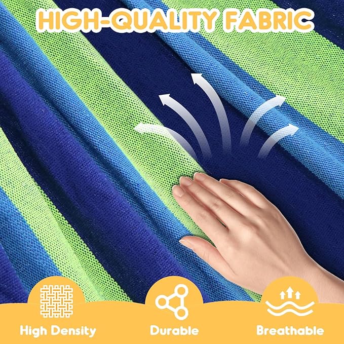 ANYOO Cotton Hammock Portable Camping Hammocks for Hanging Sturdy Garden Comfortable Fabric Hammock with Tree Straps Up to 660lbs with Travel Bag for Camping Outdoor/Indoor Patio Backyard Anyoo