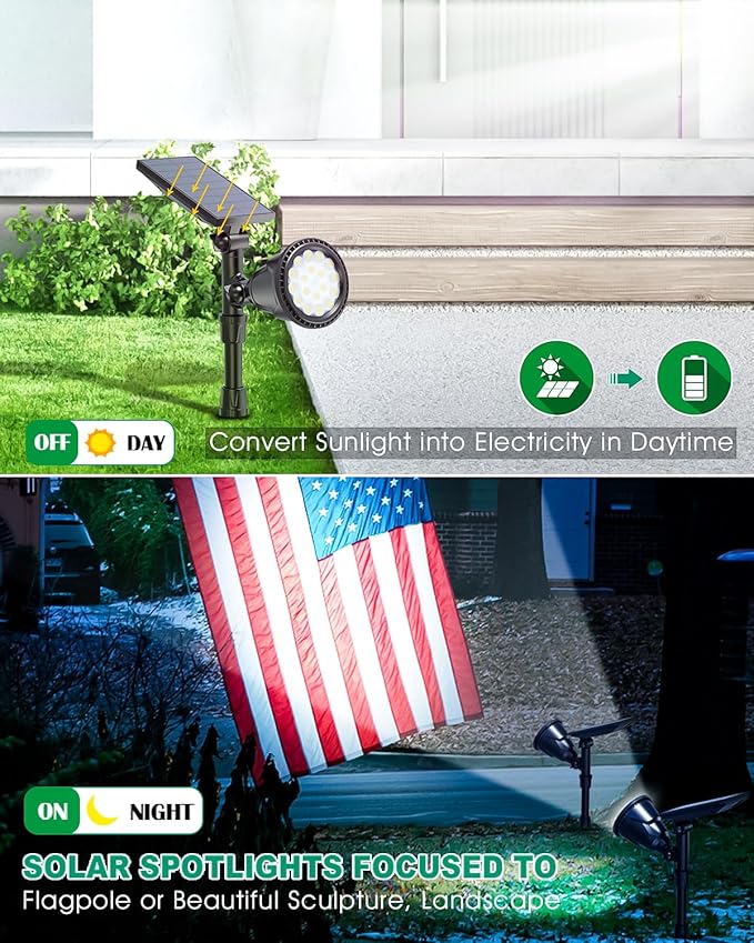 Solar Spot Lights Outdoor, 18 LED Bright Solar Powered Lights Outdoor Waterproof IP65 with 2 Modes Auto On/Off Landspace Flood Light for Flag Pole Palm Tree Sign Statue Garden Yard Patio (2 Pack) OSORD