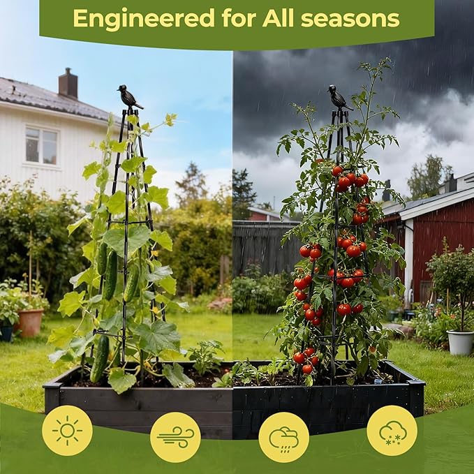 2 Pack Garden Trellis for Climbing Plants Outdoors,65Inch Cucumber Trellis Garden Obelisk Trellis Rustproof Plants Support with Adjustable Heights for Indoor Potted Plants, Vines, Vegetables MQHUAYU