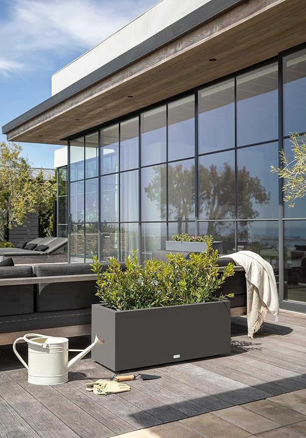 Veradek Block Series Long Box Planter - Large Rectangular Planter for Indoor or Outdoor Patio/Porch | Durable All-Weather Use with Drainage Holes | Modern Décor for Tall Plants, Flowers or Shrubs VeradekOutdoor