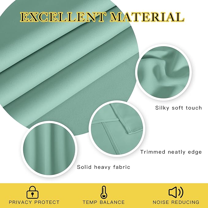 NICETOWN Sliding Door Window Treatment Blackout Patio Door Curtain Panels, Privacy Thermal Drapes for Bedroom Living Room Department with Grommet Top (Aqua Blue, W66 x L110) NICETOWN