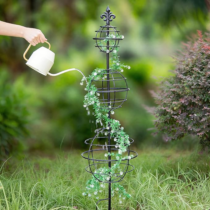 Obelisk Trellis - Elegant 49.5 x 12 Inch Metal Climbing Plant Support for Outdoor Roses, Potted Vines, and Flower Gardens - Perfect Decorative Accent for Home and Garden Decor Goooxim