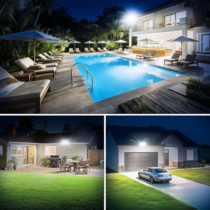 Onforu 90W Flood Lights Outdoor, 10000LM Ultra Bright 4-Head LED Security Light with Switch Control, IP66 Waterproof 6500K Exterior Lights for Yard Garage Patio Onforu