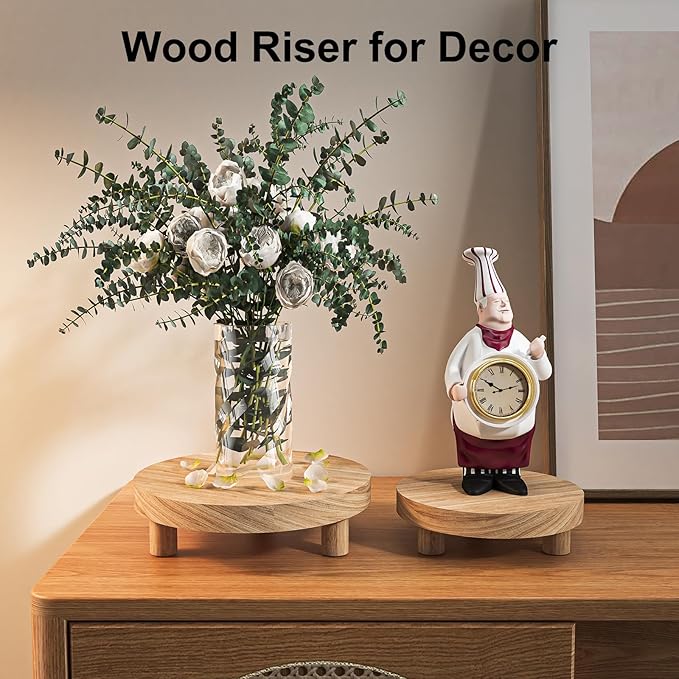 3 Pcs Wood Plant Stand Indoor Outdoor, Round Wood Riser for Decor 6/8/10" Wooden Stool Display Stand Flower Pot Holder Small Planter Tray Modern Potter Decorative for Desktop Counter Room (Natural) Letyourd%C3%A9cormoreglamorous