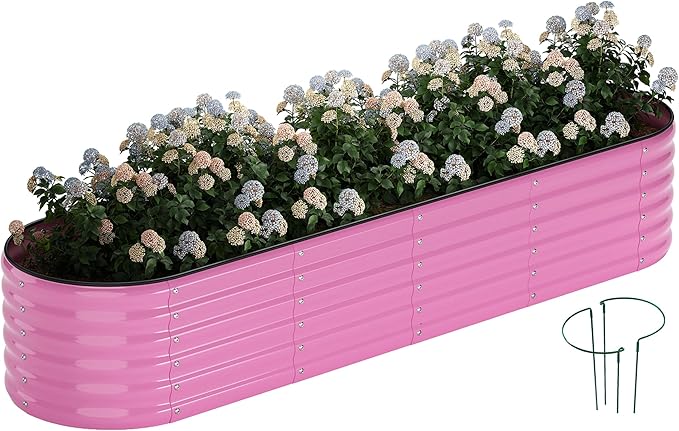 Galvanized Metal Planter Raised Garden Bed Kit for Gardening Outdoor，8x2x1ft Planter Grow Garden Box Raised Flower Bed，Long Vegetable Clearance Herb Raised Garden Beds for Gardening ZFHgarden