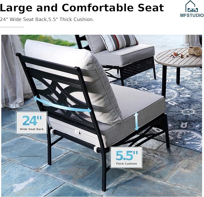 MFSTUDIO Patio Furniture Set, 6 Seats Half-Moon Curved Outdoor Sectional Sofa Conversation Set, Woven Rattan Patio Couch for Backyard, Garden, Deck MFSTUDIO